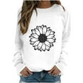thumbnail image 1 of HKEJIAOI Chandail Graphique Tournesol Femme Manches Longues T-Shirt Décontracté Col Rond chandail Ample, b-Blanc 2TG, 1 of 4