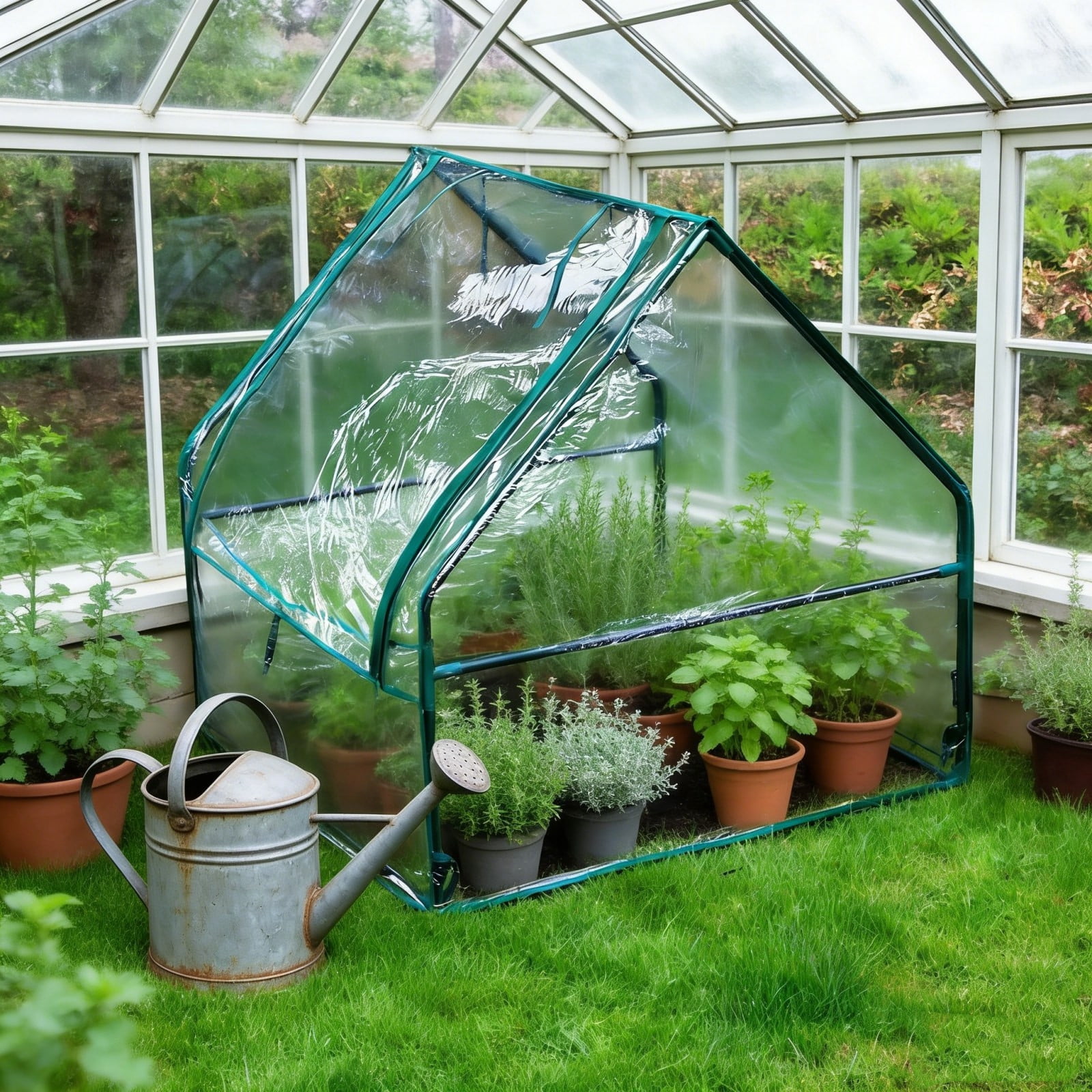 Portable mini greenhouse for plants, clear walk in garden grow tent, 36 inch plastic Greenery protection from frost for herbs flowers patio yard