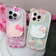 thumbnail image 2 of Sanrio-funda de Hello Kitty Kuromi My Melody Cinnamoroll, bonita carcasa de dibujos animados de gatito 14pro para iPhone 13 Promax Apple 12, 11 Fivean LED, 2 of 2