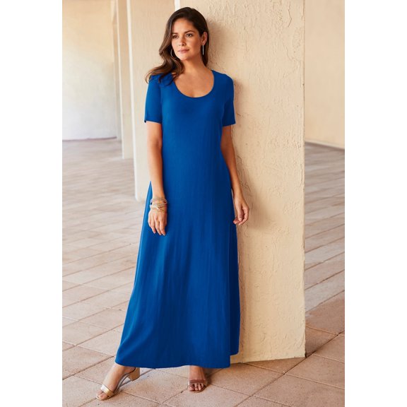 Jessica London Women's Plus Size T-Shirt Casual Short Sleeve Maxi Dress