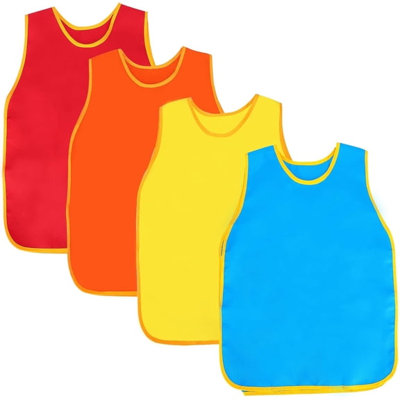 4 Pack Art Smock,Kids Painting Art Apron,Roomy Sleeveless Waterproof Artist Painting Aprons,Toddler Smock for Children Painting Feeding Kitchen Cooking Classroom Activity 4 Colors
