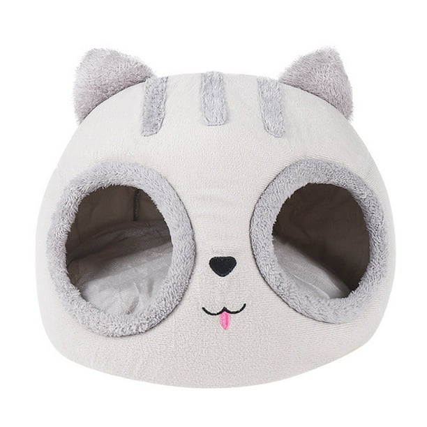 Camas para gatitos lavables con forma de cabeza de gato Casa semicerrada desmontable interior (S) Likrtyny Para estrenar