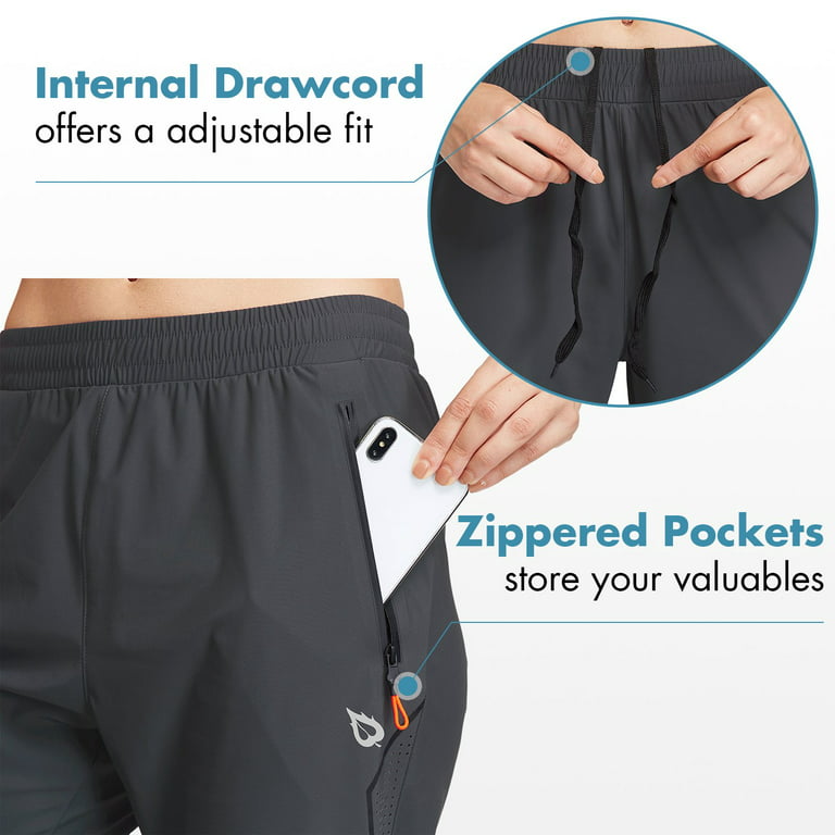 BALEAF Women's Hiking Pants Quick Dry with Zipper Pockets Running Yoga  Dark-Grey Size XXL