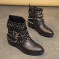 thumbnail image 6 of Joykidd Motorcycle Ankle Boots For Women Chunky Block Heel Short Booties Buckle Studded Gothic Moto Riding Boots with Side Zip for Casual Outings Daily Work, 6 of 7