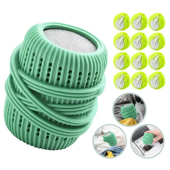Reusable Laundry Pet Hair Catcher, 12 Pack Washing Machine Lint Catcher, Effective Hair & Dust Remover for Clothes, Bedding and Pet Linen