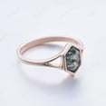 thumbnail image 4 of Moss Agate Ring, 925 Sterling Silver, Dainty Women Ring, Rose Gold Plated, Moss Agate Jewelry, Gift For Her, 4 of 6