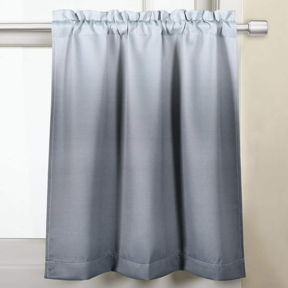 AIR-24 Wide by 24 Inches Long Waterproof Short Curtain for Bathroom - Ombre Blackout Tier Curtain for Basement Small Windows (Grey,1 Panel)
