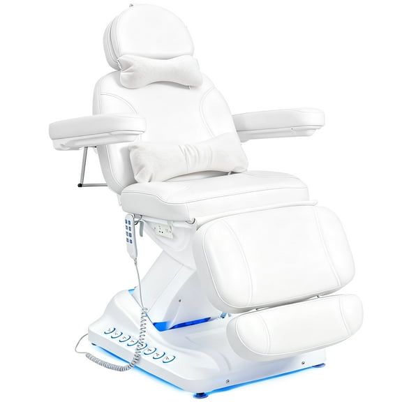 Advwin 4-Motor Electric Massage Table, Dual Control Full Electrical Facial Chair, Professional Beauty Spa Bed for Esthetician, Salon, Tattoo and Lash, Height & Angle Adjustable, White