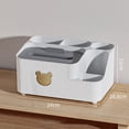 thumbnail image 3 of Large household bear desktop tissue box pumping paper storage box, multifunctional tissue box - white, 3 of 5