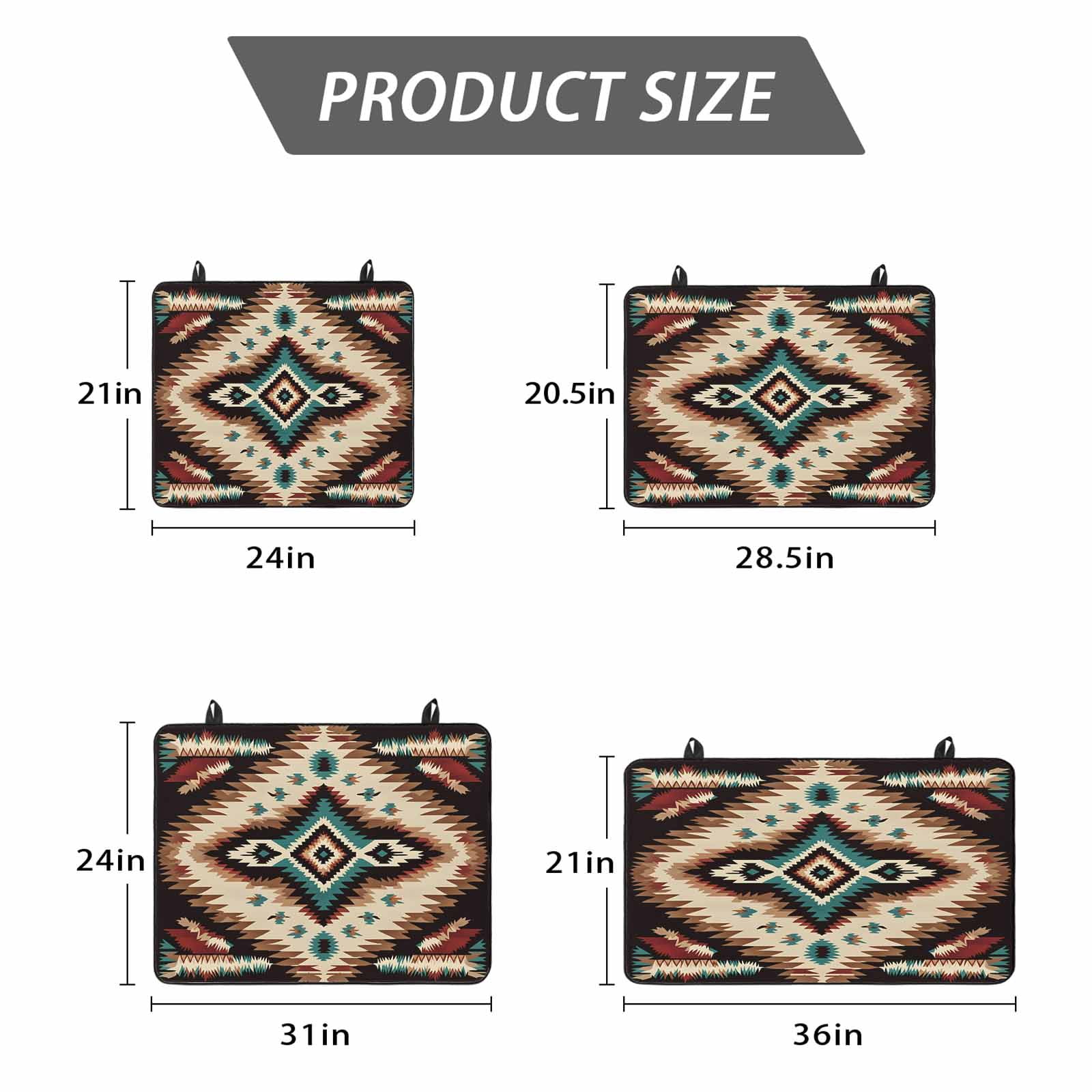 Brown Teal Red Boho Stove Top Cover for Electric Stove, Heat-proof & Non Slip Glass Top Stove Cover Protector, Southwestern Vintage Geometric Art Kitchen Flat Cooktop Rubber Mat 24x21 Inches