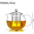 thumbnail image 4 of Tetera con colador y tapa de acero inoxidable, tetera de vidrio de borosilicato apta para estufas, hojas florecientes y sueltas, jarra redonda de vidrio (950 ml) Xemadio LL-2076-2, 4 of 4