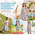 thumbnail image 5 of Benylion Girls Dresses Toddler Animals Summer Sundress Kids Short Sleeve School Casual A Line Twirly Dress for 5-6 Years, 5 of 6