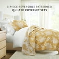 thumbnail image 3 of Noble Linens 3-Piece Mustard Distressed Bouquet Reversible Quilt Set, Queen, 3 of 8