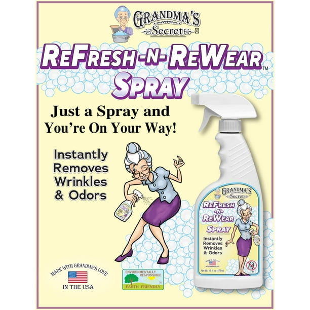  Grandma's Secret Refresh N ReWear Spray - Instantly Removes  Wrinkles & Odors - Wrinkle Release, Fabric Refresher Spray, Chlorine,  Bleach and Toxin-Free - 16 Ounce, 2 Pack : Clothing, Shoes & Jewelry