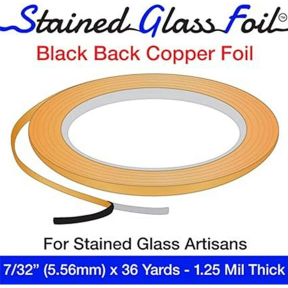 Stained Glass Foil 7/32"x 36Yds.Copper Foil Black Back Tape for Glass