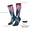 thumbnail image 4 of KLL Colorful Plant Wolf Print Cool Socks Men's Women's Crew Socks Funny Crazy Novelty Stockings, 4 of 6