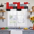 thumbnail image 4 of 2 Panels Red Grey Geometric Valance for Windows, Modern Black White Abstract Art Light Filtering Kitchen Curtains, Rod Pocket Window Treatment Curtain Valances for Living Room Bedroom, 54"x18", 4 of 9