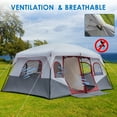 thumbnail image 6 of 10 Person Family Cabin Tent, 2 Room Huge Tent with Storage Pockets for Camping Accessories, 6 of 10