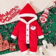 thumbnail image 2 of Gelikeya Christmas Baby Sleepers Boys Girls Clothes Long Sleeve Santa Pajamas Toddler Rompers Bodysuit with Hood (X13 Red, 3-6 Months), 2 of 9