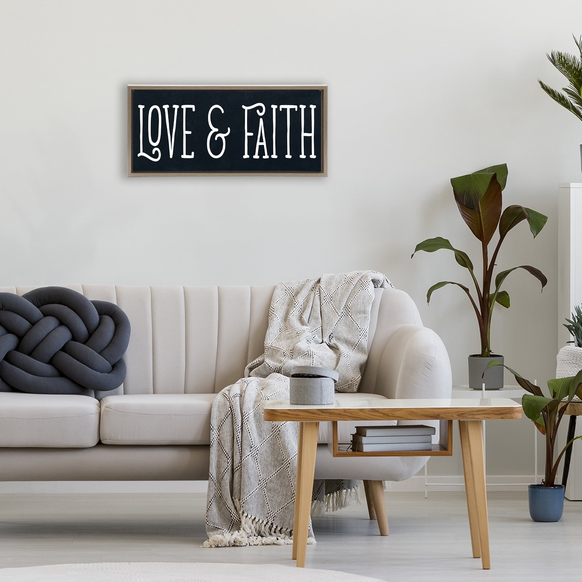 Stupell Industries Love & Faith on Black Brown Framed Floater Canvas Wall Art, design by SD Graphics Studio