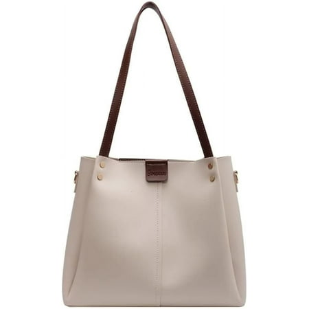 HMSHA Shoulder Bag for Women Minimalist Vegan Leather Crossbody Purse Everyday Tote Handbag with Detachable Shoulder Strap