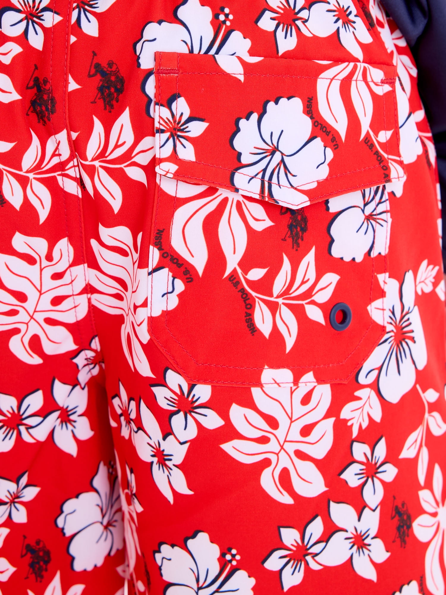 U.S. Polo Assn. Hibiscus Print Swim Short with Brief Liner, Sizes 4-18