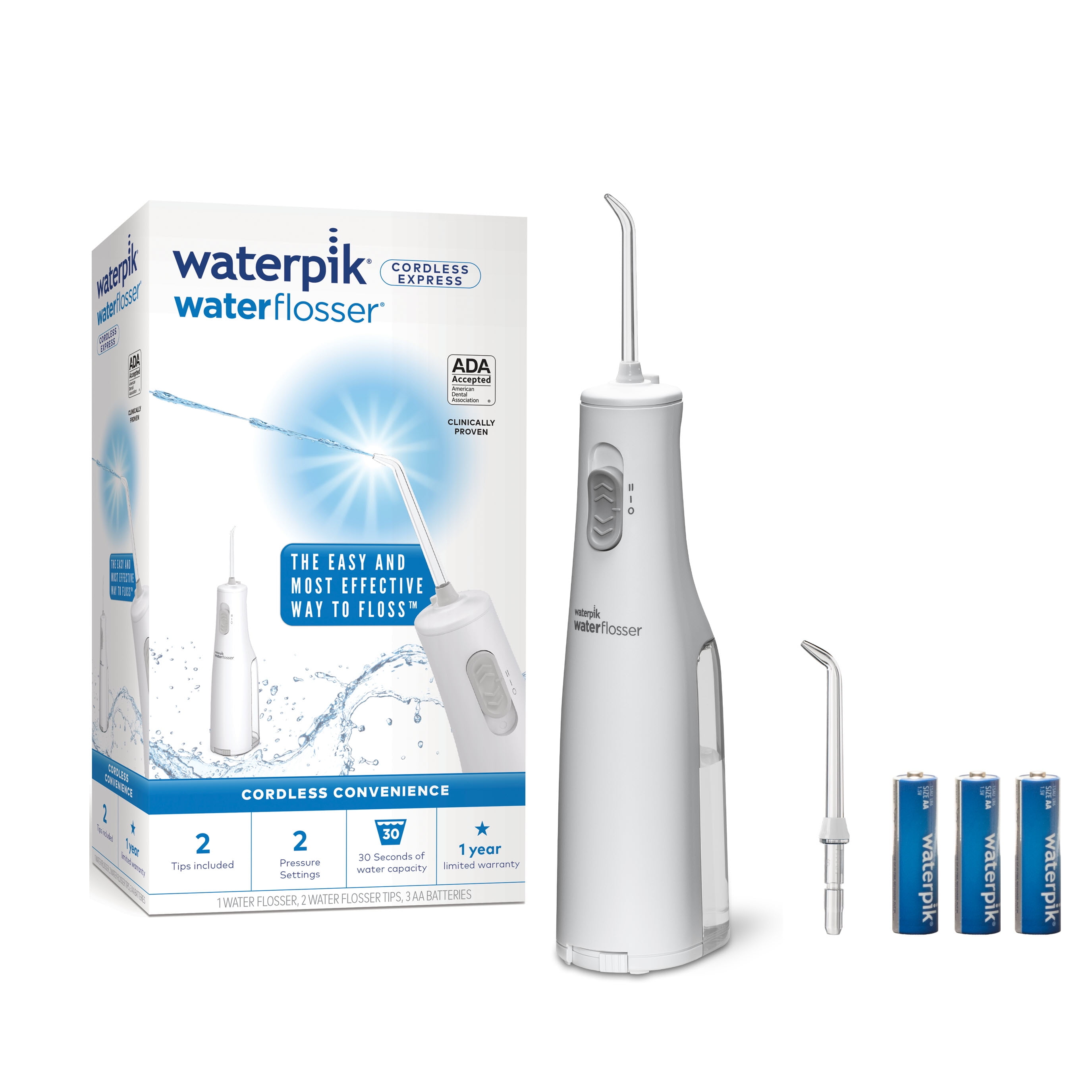 Waterpik Cordless Express Portable Water Flosser Oral Irrigator, White