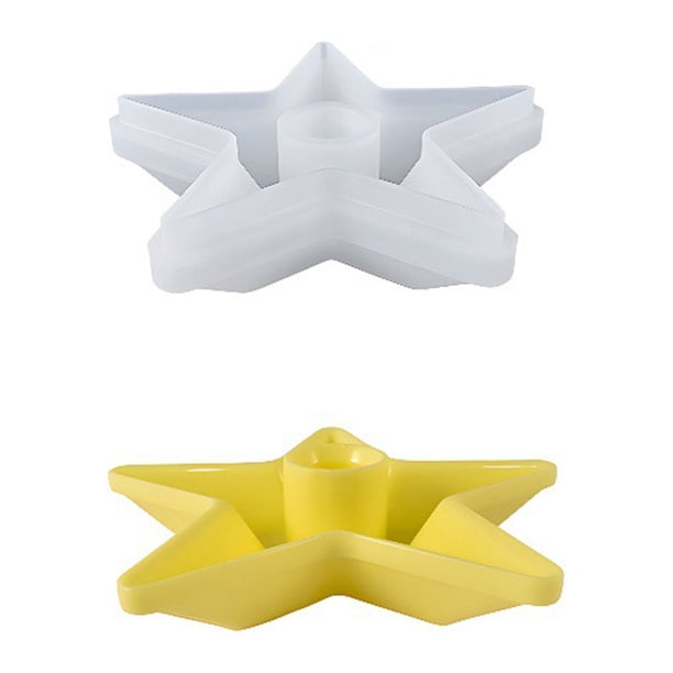 Moldes para hornear, molde para pasteles, molde de resina epoxi, vela de aromaterapia, molde de base de candelabro de anillo circular hexagonal con estrella pentagonal.