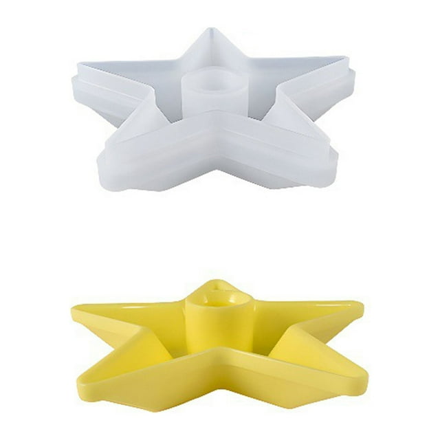 Fiudx Molde de Resina Epoxi con Diseño de Estrella Pentagonal y Anillo Circular Hexagonal, Flexible y Reutilizable, para Portavelas de Resina, Resistente Al Calor, para Decoración Del Hogar, Regalo d