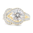 thumbnail image 2 of 2 Carat Centre 7MM Round Cut Lab Created Moissanite Diamond Knot Style Engagement Promise Ring In 14K Solid Yellow Gold (G-H Color, VVS1 Clarity, 2 Cttw)-5.5, 2 of 7