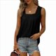 thumbnail image 2 of Camisetas Sin Mangas para Mujer, Conjuntos de Verano 2025, Blusas Casuales con Cuello Cuadrado, Negras, Talla XXL, 2 of 5