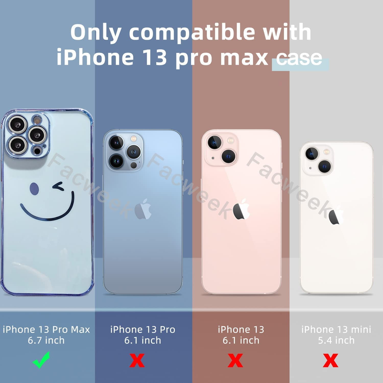 Compatible with iPhone 13 Pro Max Case Clear, Happy Smile