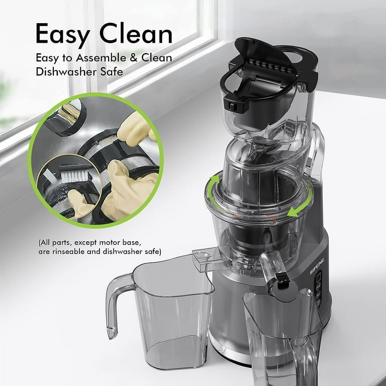 SiFENE Cold Press Juicer Machines, Wide Mouth Whole Slow Masticating Juicer, Easy-Clean Juice Extractor Maker For Full-Bodied Fruit & Veg Juice, High Yield, 83mm BPA-Free, Gray - Walmart.com
