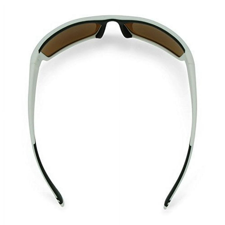 Flying Fisherman 7717WAG Razor Polarized Sunglasses- Matte White Frames-  Amber-green Mirror Lenses