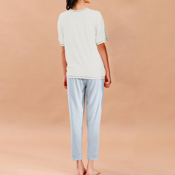 Odeerbi 2-16 Años Niños Niñas Pijamas de Verano de Algodón de Manga Corta Tops Pantalones Conjunto de Dos Piezas de Pijama Con Estampado Suave