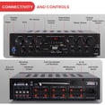 thumbnail image 3 of Amplificador Pyle Wireless Bluetooth Karaoke-6 canales 750 W para audio doméstico, receptor estéreo con USB, auriculares, 2 entradas de micrófono con Echo, Talkover para PA PTA62BT, AUX, negro, 3 of 7