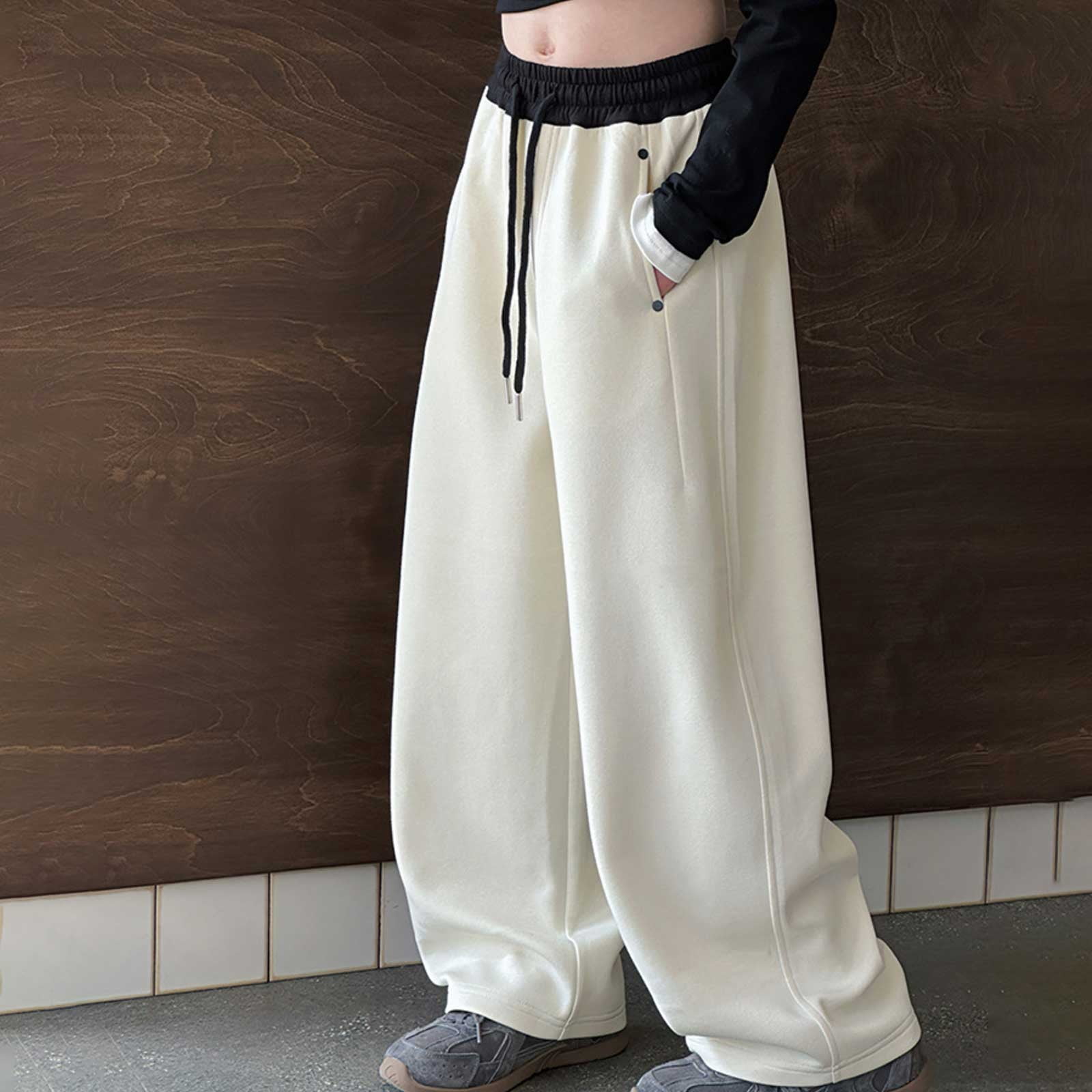 LWNYDPLSD Navy Blue Sweatpants Sleep Pants Girls White Pants Sweatpants Cotton Preteen Clothes Childrens Clothes Girls Size 10-12 Clothes, Beige 7-8 Years