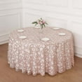 thumbnail image 3 of Efavormart 120" Blush Rose Gold Sequin Leaf Embroidered Seamless Tulle Round Tablecloth, Sheer Table Overlay, 3 of 11