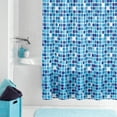 Mainstays Mosaic Ecofriendly Blue Waterproof PEVA Shower Curtain with