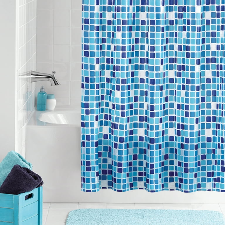 Plain PEVA Shower Curtains Waterproof Bathroom Curtain with Ring Hooks  180x180cm
