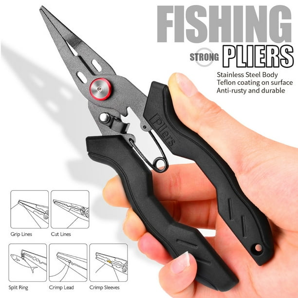 Stainless Steel Fishing Pliers Long Nose Fish Hook Remover Split