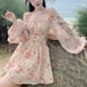 thumbnail image 1 of Vestido largo de manga abullonada, vestido halter con hombros descubiertos y mangas abullonadas, vestido con estampado floral y mangas abullonadas de calidad profesional, 1 of 9