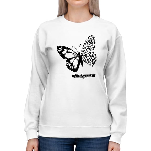 Butterfly W Leopard Print Sweatshirt Women -Image by Shutterstock, Female Large