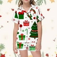 thumbnail image 2 of WEAIXIMIUNG Ensemble de Pyjama Décontracté pour Enfants de Noël Imprimé, Chemise à Col Boutonnée à Manches Courtes et Short 6-7 Ans, 2 of 5