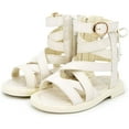 thumbnail image 4 of Toddler Baby Girls Gladiator Sandals Open Toe Rubber Sole Roman Shoes Zipper Outdoor Summer Sandals for Girls(Toddler/Little Kid), 4 of 6