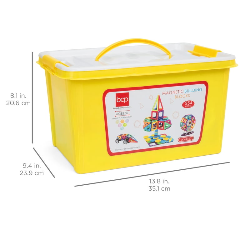 Best Choice Products 254-Piece Kids Magnetic Building Block Tiles  Educational STEM Toy Set w/ Storage Box - Multicolor