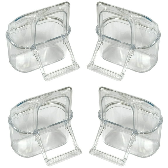 Lot of 4 Acrylic Clear Plastic Seed Food Water Feeder Hood Cups for Bird Parrot Cage with Spring Lock Feeder Doors