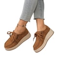 thumbnail image 6 of Willtoo Women Vintage Lace-Up Platform Loafers Suede Round Toe Wedge Casual Shoes Contrast Stitching Lightweight Non Slip Walking Shoes, 6 of 6
