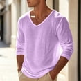 thumbnail image 5 of ZORYEVY Winter Long Sleeve T Shirts for Men Vacation Cotton Casual Tops for Men Vintage V Neck Solid Lightweight Tops, Purple XXL, 5 of 6