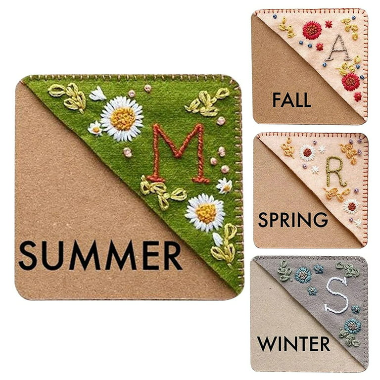 Personalized Hand Embroidered Corner Bookmark 26 Letters Felt Triangle  Corner Page Bookmark Handmade Stitched Book Marker Cute Flower Bookmarks  For Bo